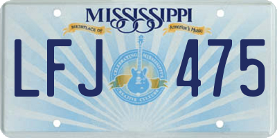 MS license plate LFJ475