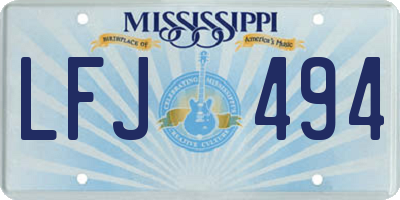 MS license plate LFJ494