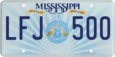 MS license plate LFJ500