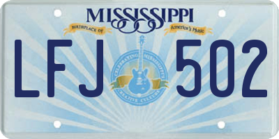 MS license plate LFJ502
