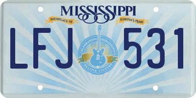 MS license plate LFJ531