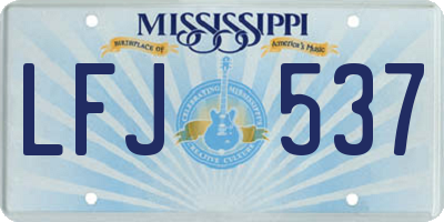 MS license plate LFJ537