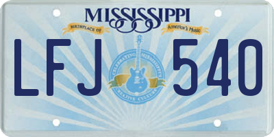 MS license plate LFJ540