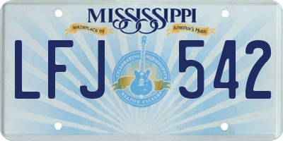 MS license plate LFJ542