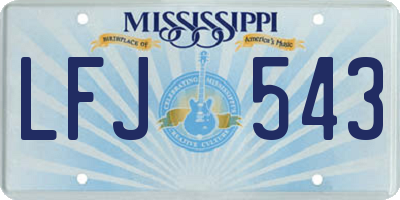 MS license plate LFJ543