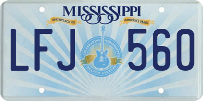 MS license plate LFJ560