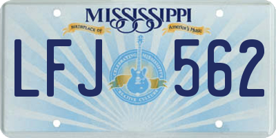 MS license plate LFJ562