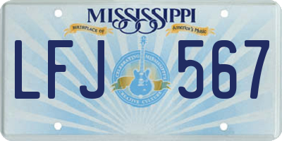 MS license plate LFJ567
