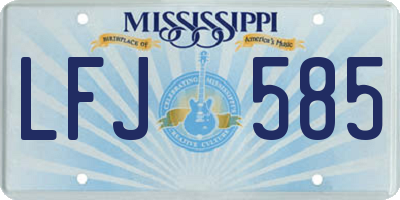 MS license plate LFJ585