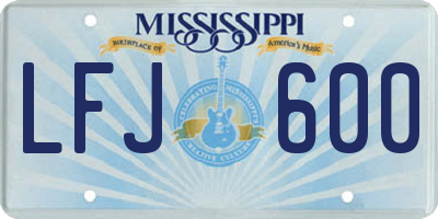 MS license plate LFJ600