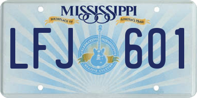 MS license plate LFJ601