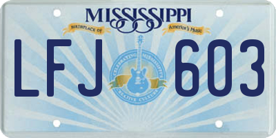 MS license plate LFJ603