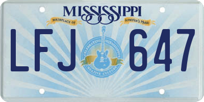 MS license plate LFJ647