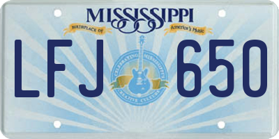 MS license plate LFJ650
