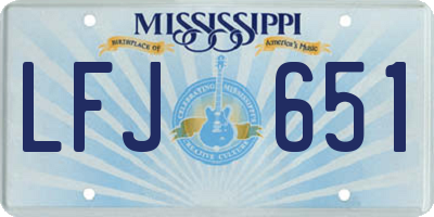MS license plate LFJ651