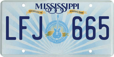MS license plate LFJ665