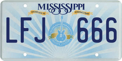 MS license plate LFJ666