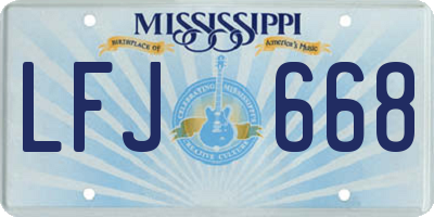 MS license plate LFJ668