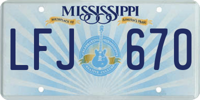 MS license plate LFJ670