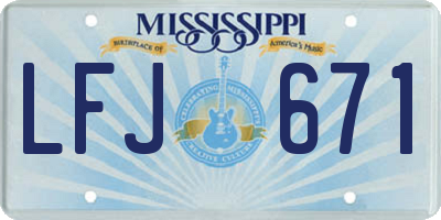 MS license plate LFJ671