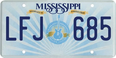 MS license plate LFJ685