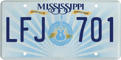 MS license plate LFJ701