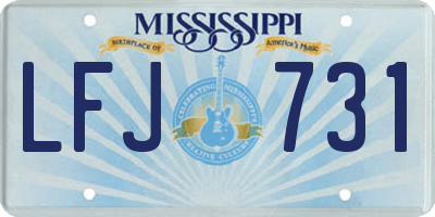 MS license plate LFJ731