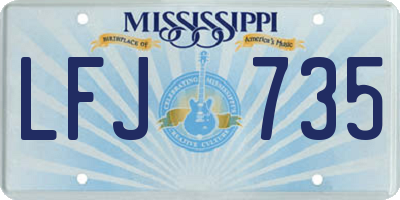 MS license plate LFJ735