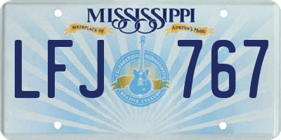 MS license plate LFJ767