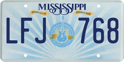 MS license plate LFJ768