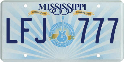 MS license plate LFJ777