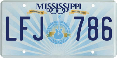 MS license plate LFJ786