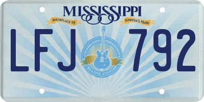 MS license plate LFJ792