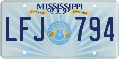 MS license plate LFJ794