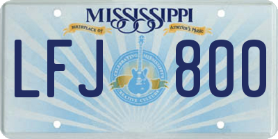 MS license plate LFJ800