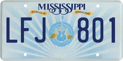 MS license plate LFJ801