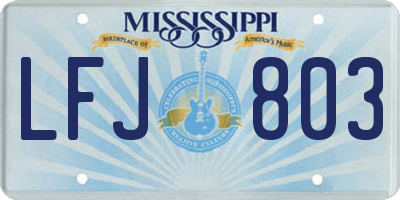 MS license plate LFJ803