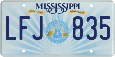 MS license plate LFJ835