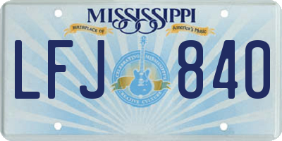 MS license plate LFJ840