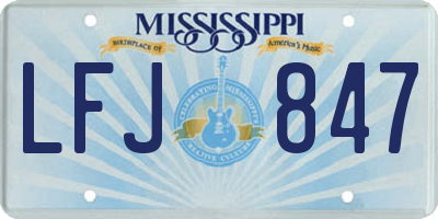 MS license plate LFJ847