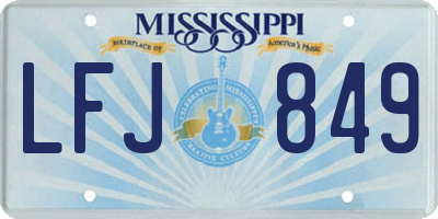 MS license plate LFJ849