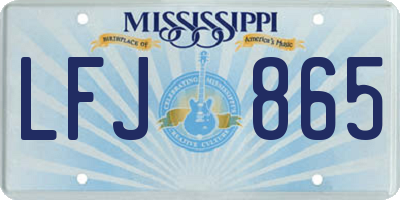 MS license plate LFJ865