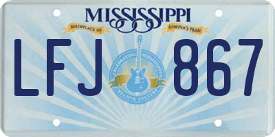 MS license plate LFJ867