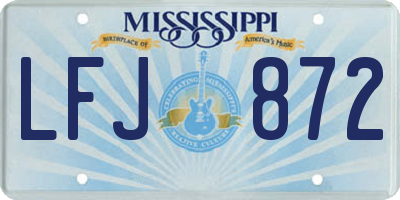 MS license plate LFJ872
