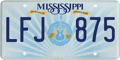 MS license plate LFJ875