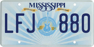 MS license plate LFJ880