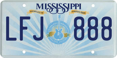 MS license plate LFJ888