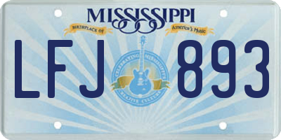 MS license plate LFJ893