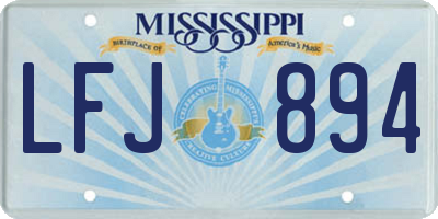 MS license plate LFJ894