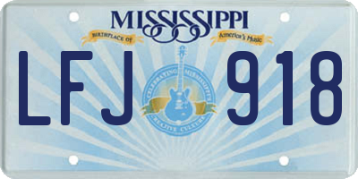MS license plate LFJ918
